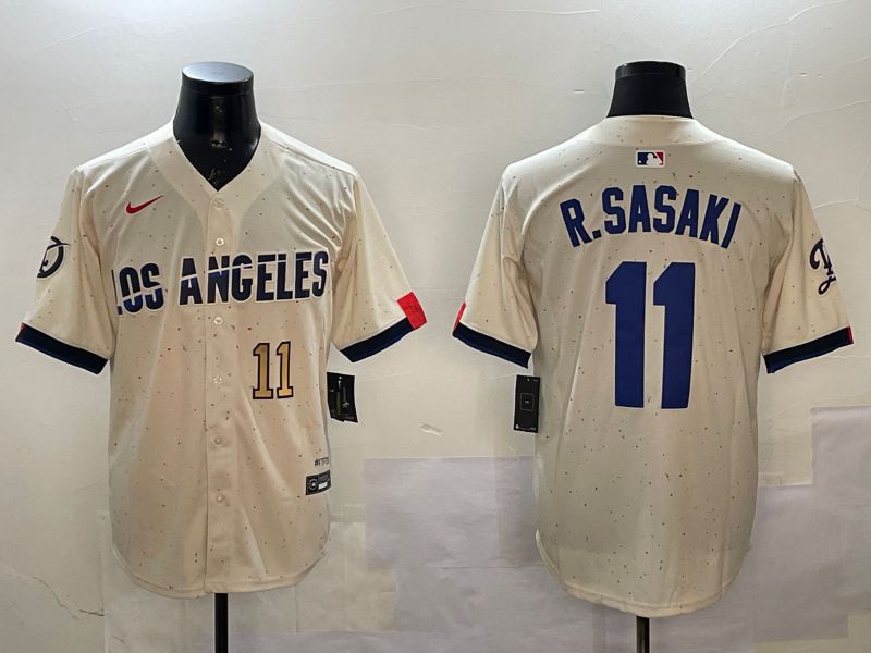 Men Los Angeles Dodgers 11 R.Sasaki Cream Fashion Game 2025 Nike MLB Jersey style 2